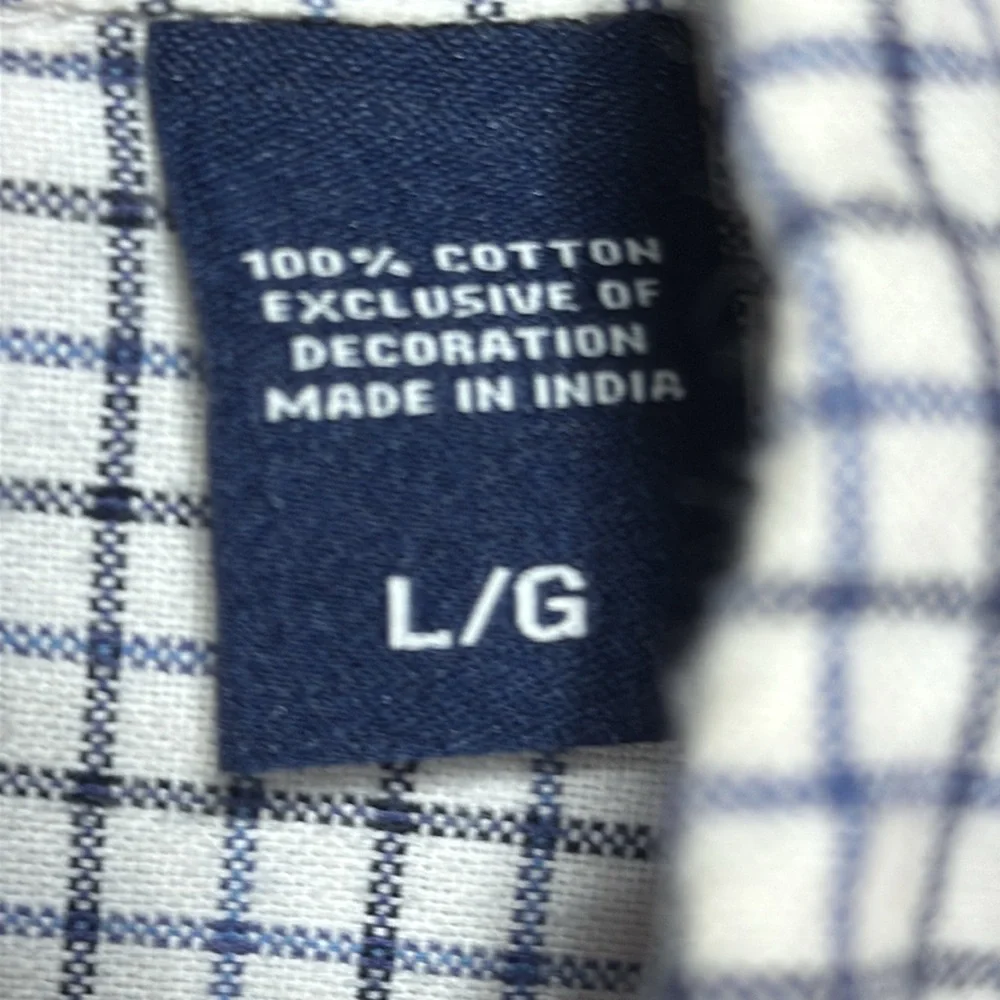 Chaps Shirts Men's White and Blue Plaid Long Sleeve Button Down Size L - Picture 11 of 14